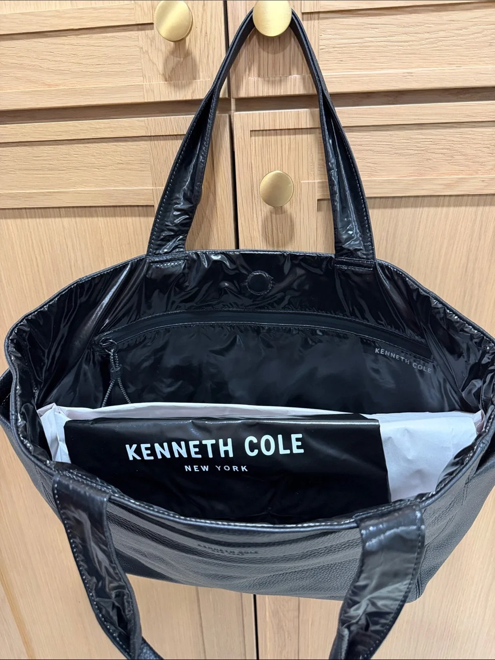 Kenneth Cole Black Pebbled Leather Laptop Tote